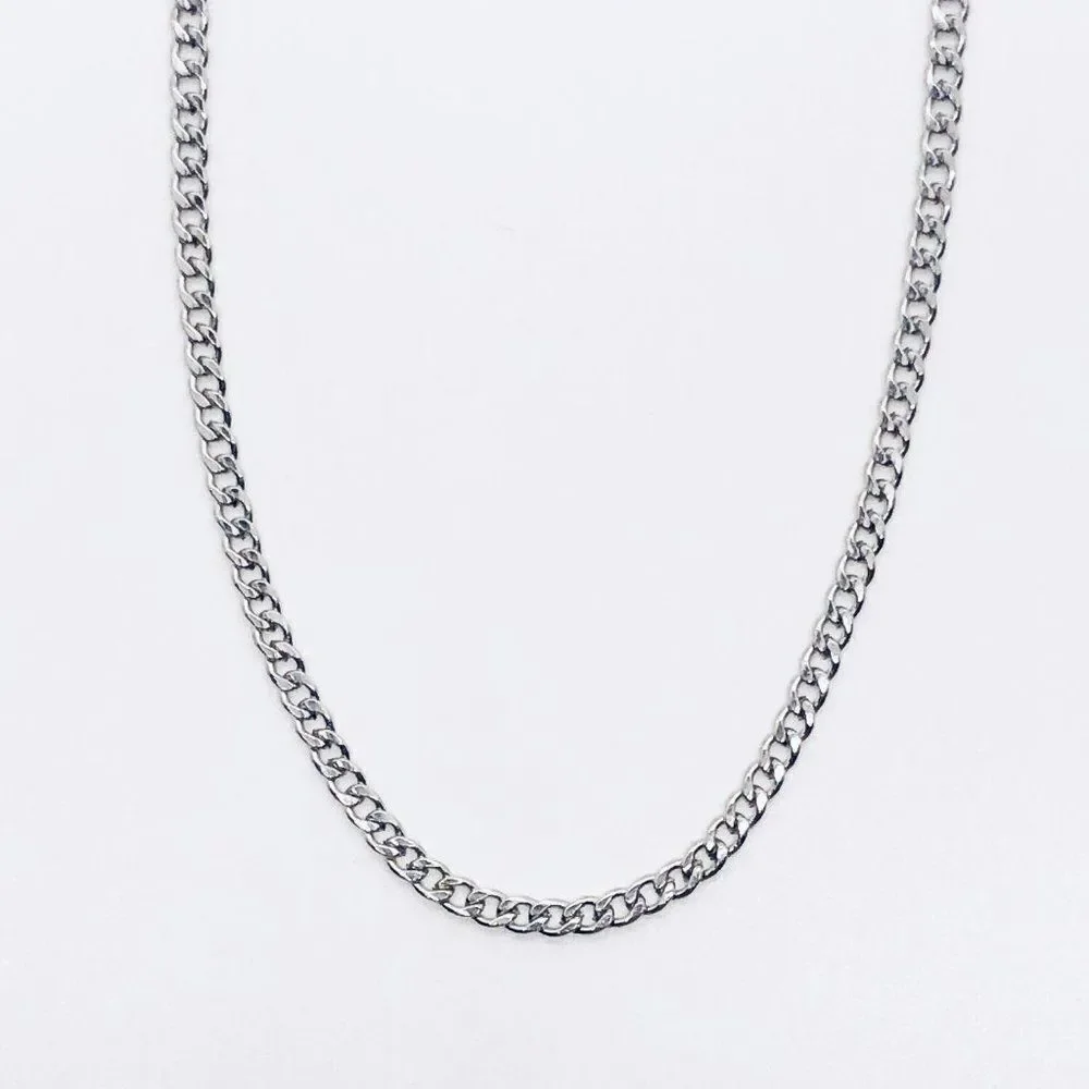 Silver Cuban Link Mask Chain Necklace (Unisex)
